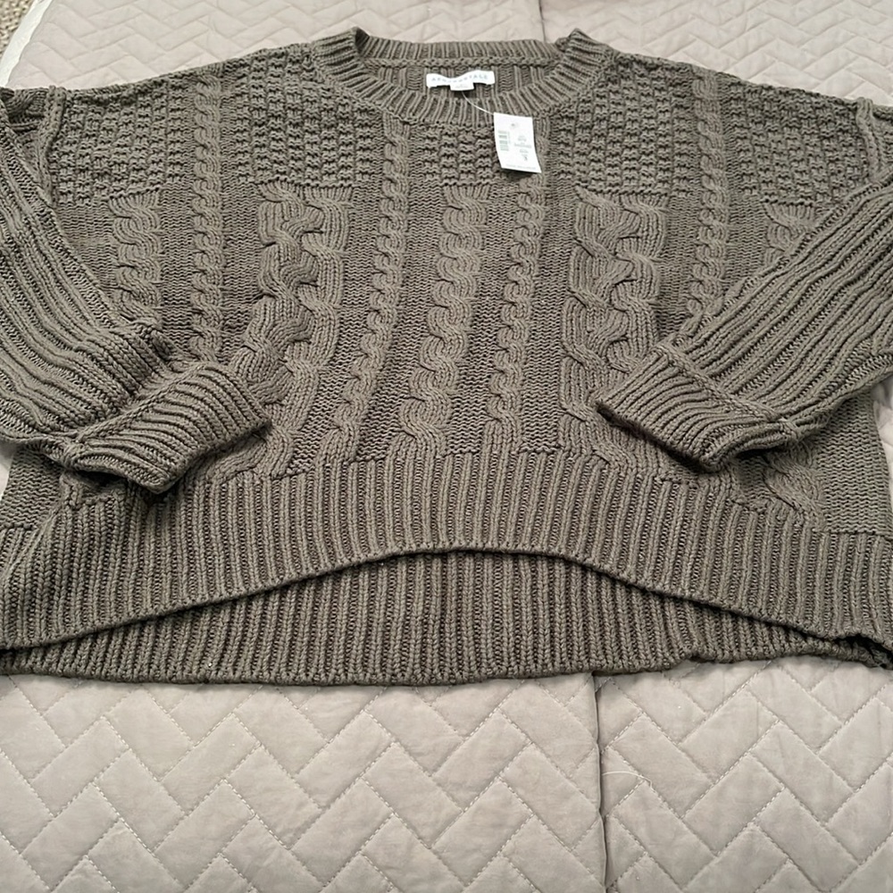 Aeropostale Olive Cable-Knit Crew-Neck Sweater/NWT/Large - Picture 5 of 12
